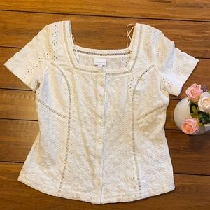 ANTHROPOLOGIE WHITE BLOUSE SIZE S
